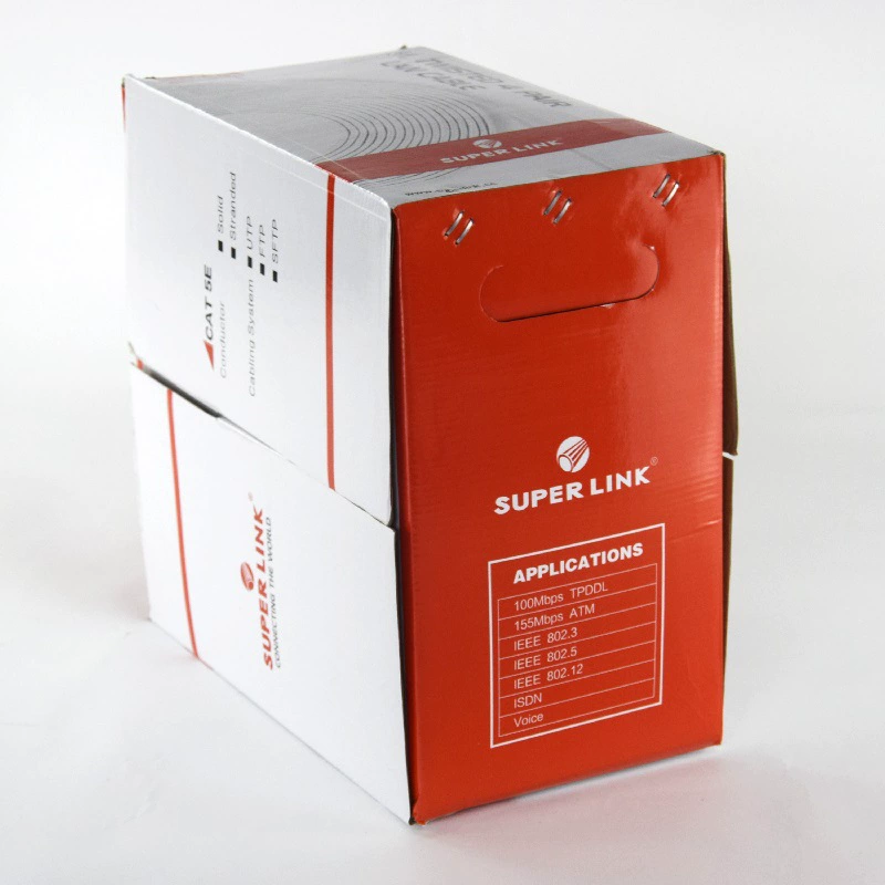 Пять типов неэкранированного анаэробного медного сетевого кабеля, ПВХ серая изоляция, Cat5e 305 м/цветная коробка
