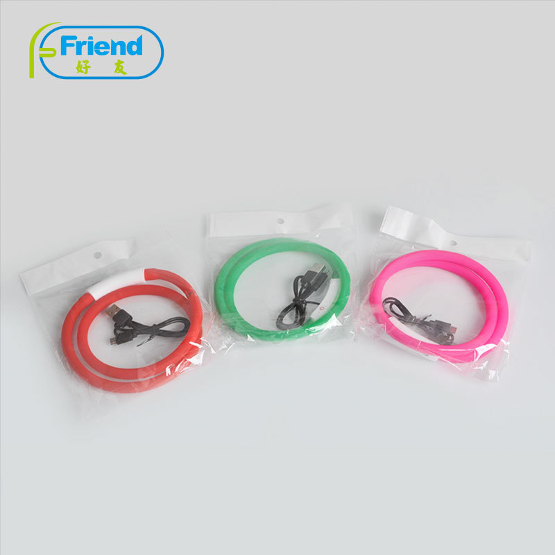 新款防丢失 防车祸狗狗LED圆管硅胶发光项圈宠物用品厂家批发现货|ms