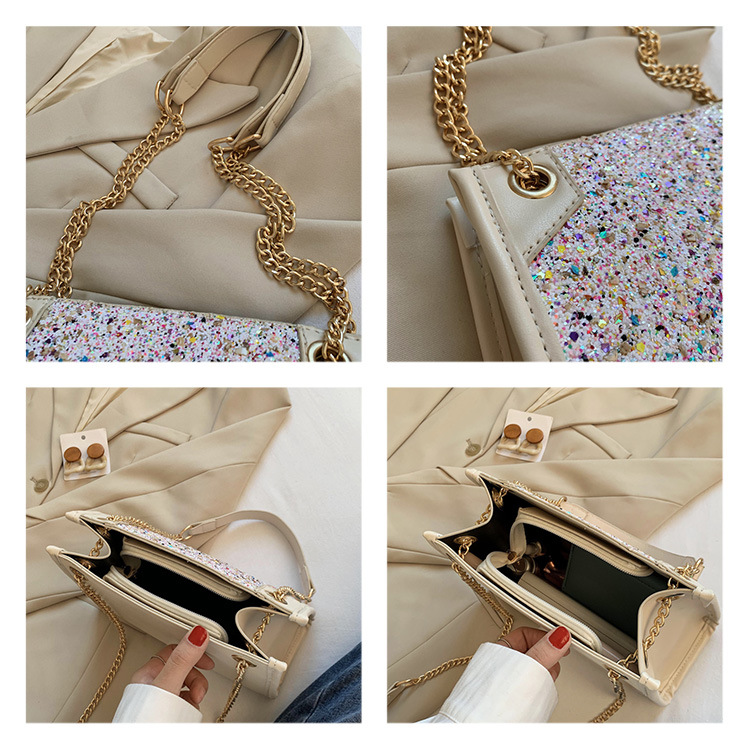 Hot Selling Texture Envelope Bag Tassel One-shoulder Chain Small Square Bag display picture 10