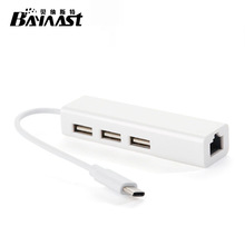 USB Type-C转网线集线器百兆免驱2.0 HUB网卡type-c转RJ45