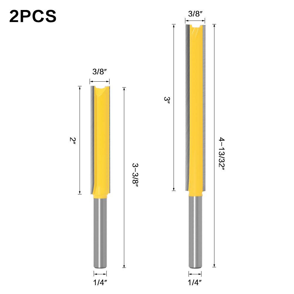 Cuchillo recto extendido con vástago de 1/4 de pulgada, cuchillo recto de doble filo, cuchillo de recorte extendido, cuchilla para máquina de recorte, cuchillo para trabajar la madera.