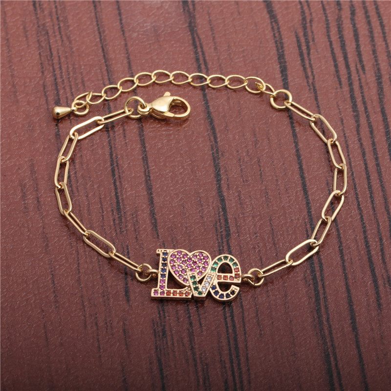 New Fashion Micro-inlaid Zircon Love Bracelet display picture 2