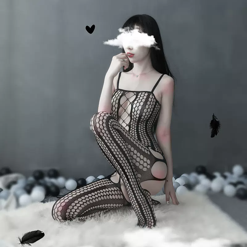 新款女式提花性感连体网衣吊带连身袜镂空w281
