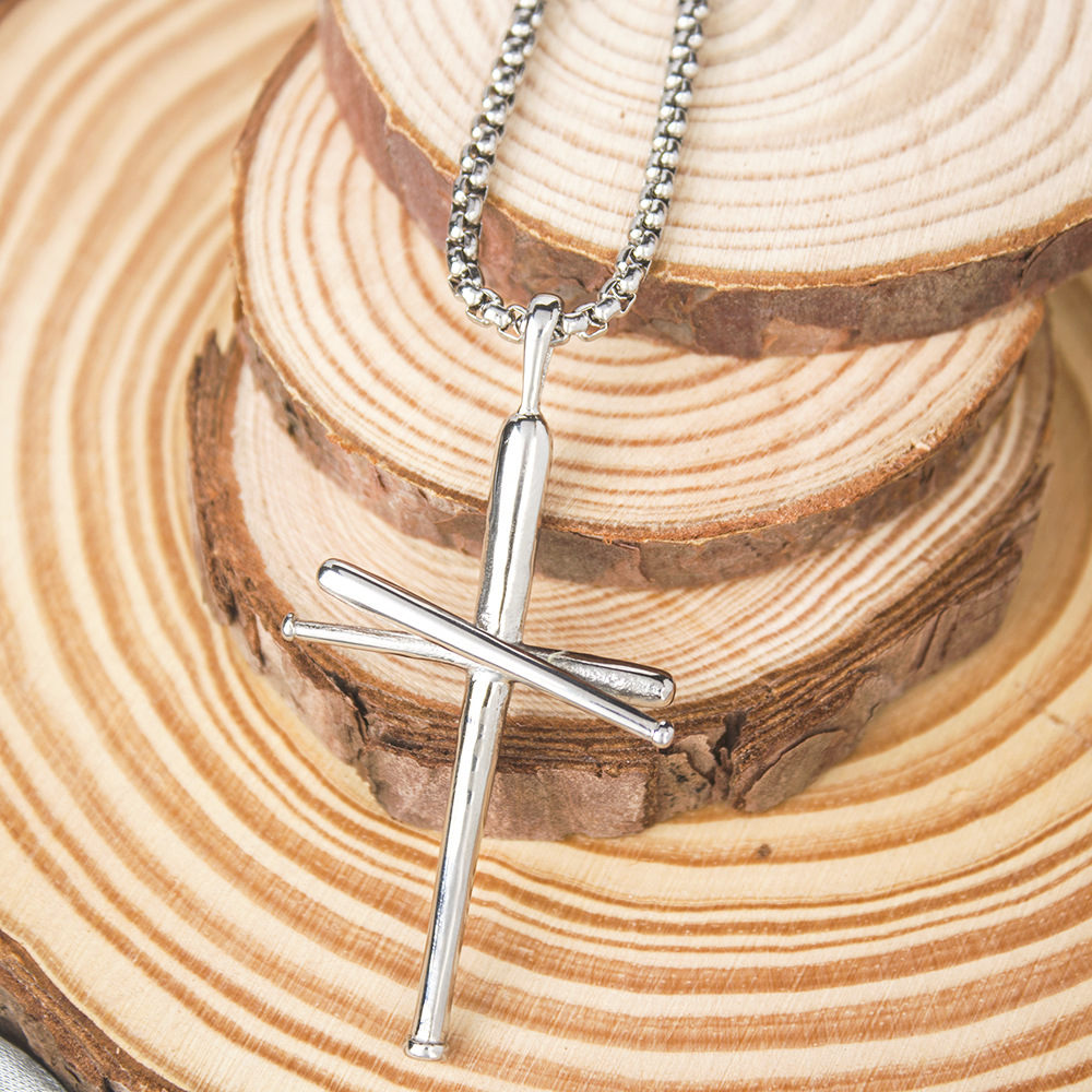 Collana con croce in acciaio inox stile punk per uomo e donna_voghion.com