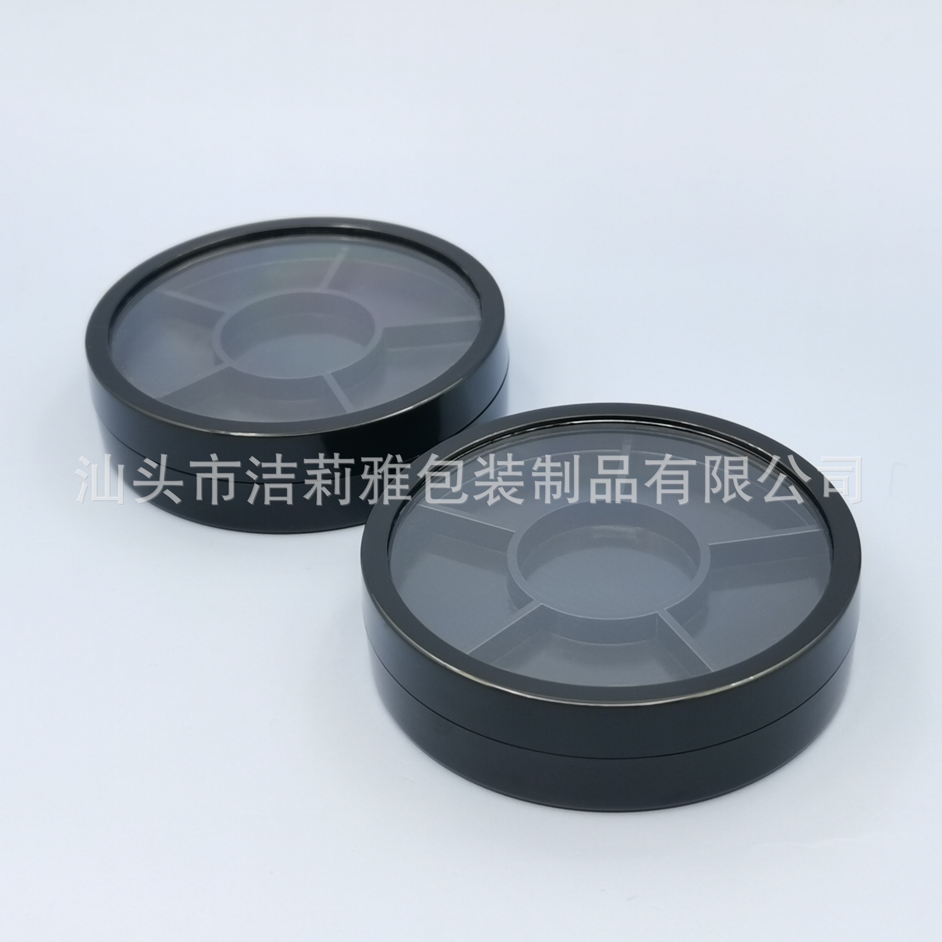 黑色盒 6色腮红眼影散粉遮瑕调色圆盘塑料化妆品包材 可定制