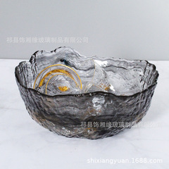 飾湘緣水墨玻璃茶洗錘目紋大號茶渣桶茶杯洗水盂建水功夫茶具配件