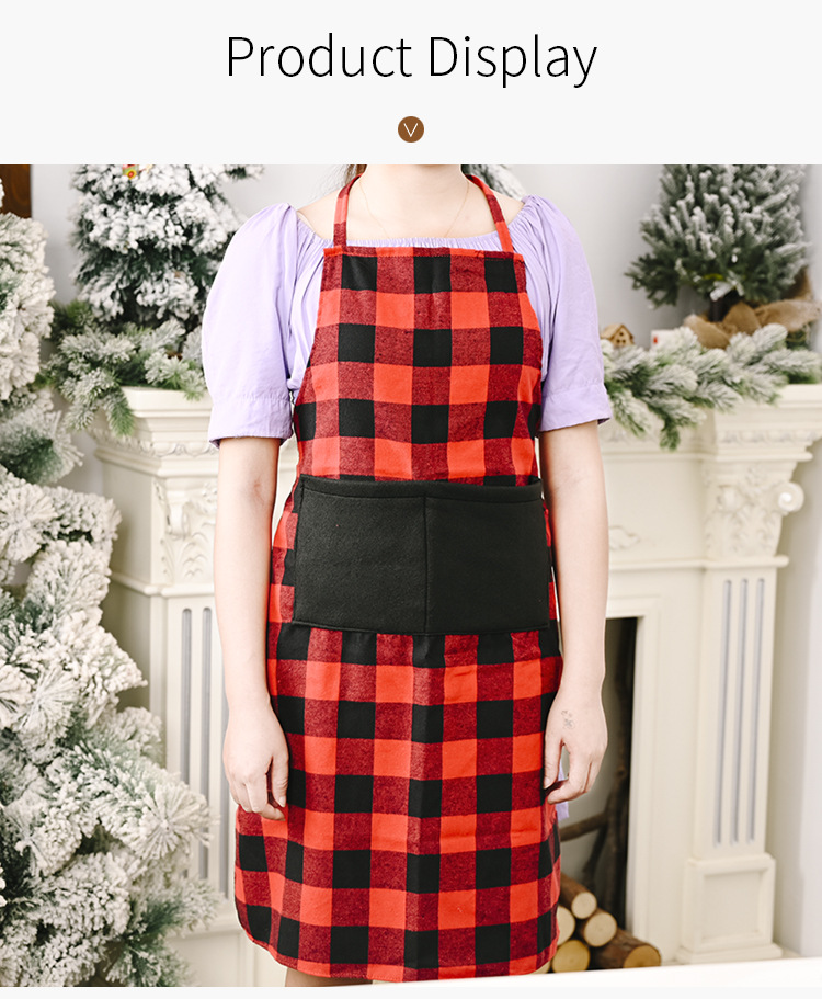 Christmas Decoration Supplies Red And Black Plaid Apron display picture 4