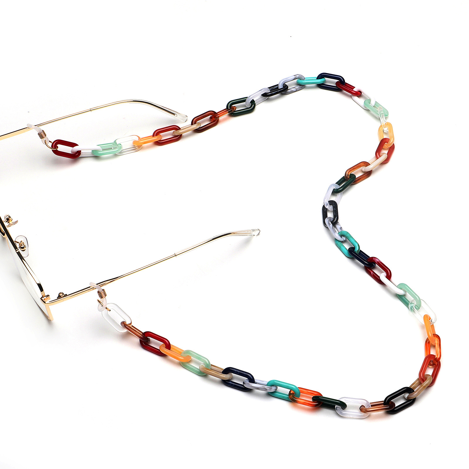 Mode 16-farbiges Acryl Leopardenmuster Schildpatt Bernstein Zweifarbige Brille Kette Brillenseil display picture 33