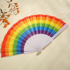 7-inch folding fan rainbow fan flat fan dance fan Spanish Amazon fan custom-made rainbow folding fan
