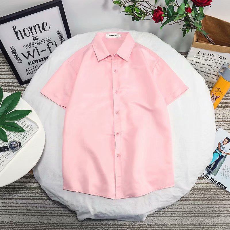 Solid color, pink, with short sleeve