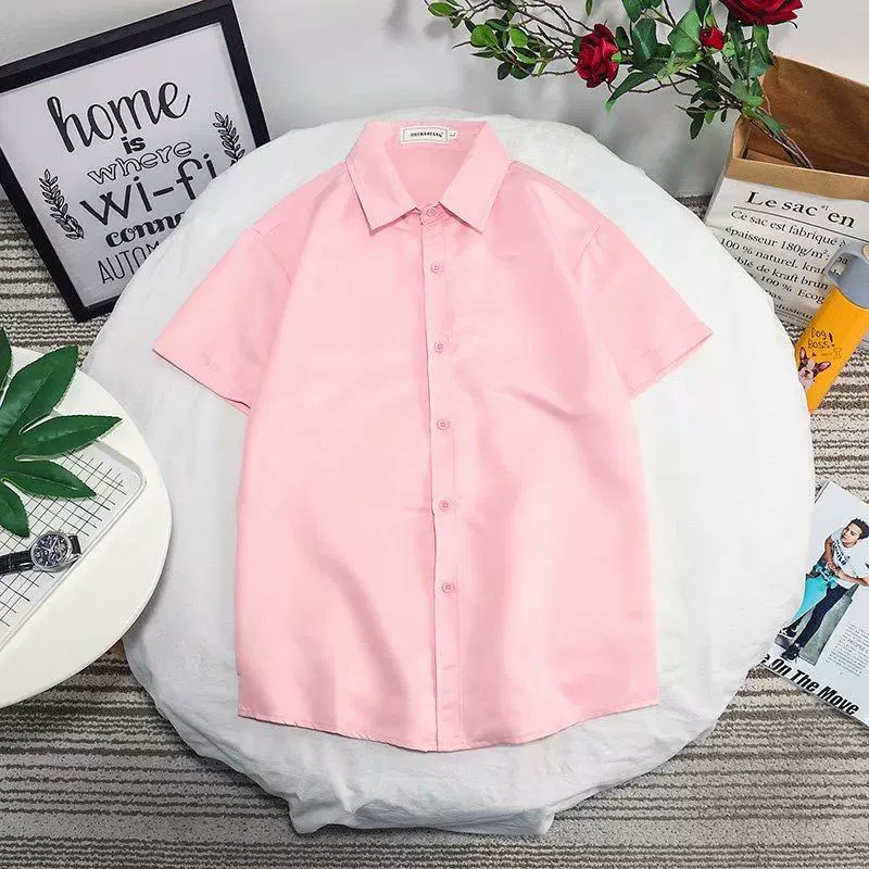 Рубашка slim fit с коротким рукавом, тонкая стильная, лёгкая для лета, размеры S–5XL