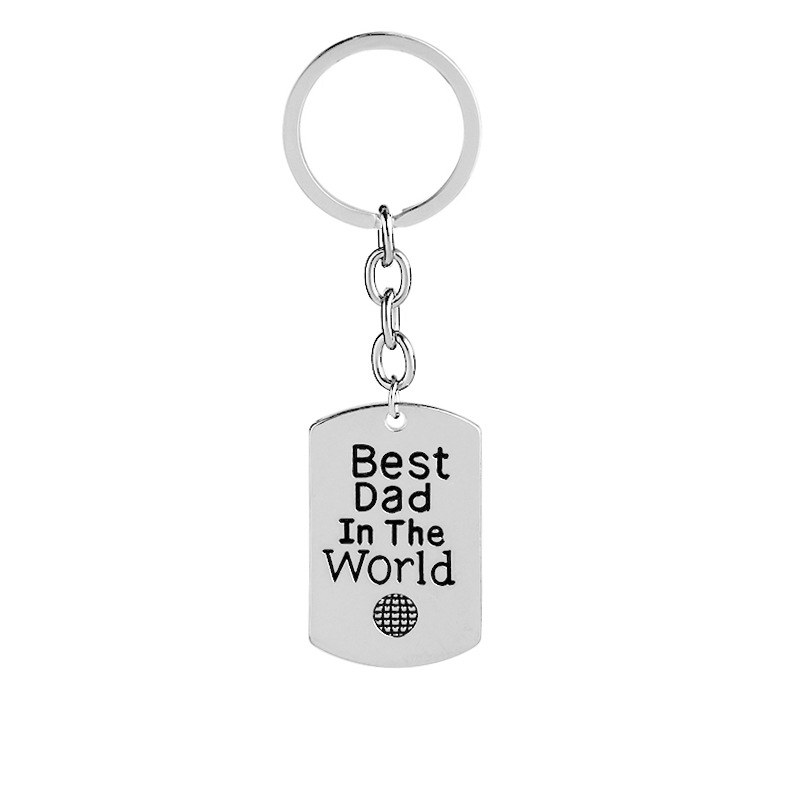 14g Weight Alloy, Metal Material Geometric Pattern Unisex Gender Fashion English Lettering Father's Day Alloy Keychain 7