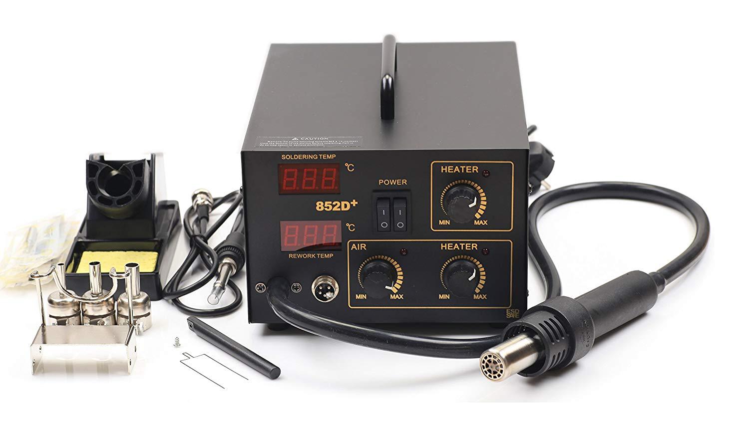 厂家直销852D+二合一热风枪焊台 852D+热风拆焊台 双数显焊台