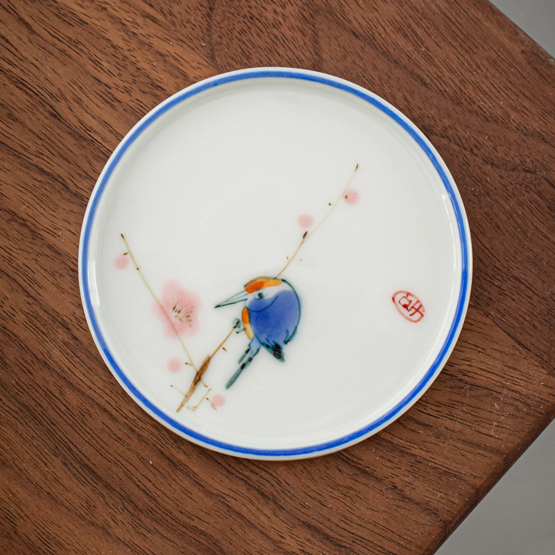 Taza de té de cerámica pintada a mano almohadilla de aislamiento creativo bandeja de té japonesa platillo taza de té estera taza de té titular de la taza de té ceremonia del té Accesorios
