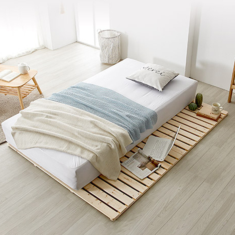 Solid wood landing bed bed and breakfast tat 1.51.8 meters Japanese -style floor -type skeleton dwarf bed bedroom rental bed bed bed