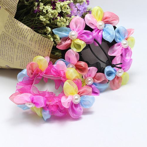 New children's flower elastic hair net with drawstring, for little princess ballerina hairdo, dance headwear hair accessories wholesale