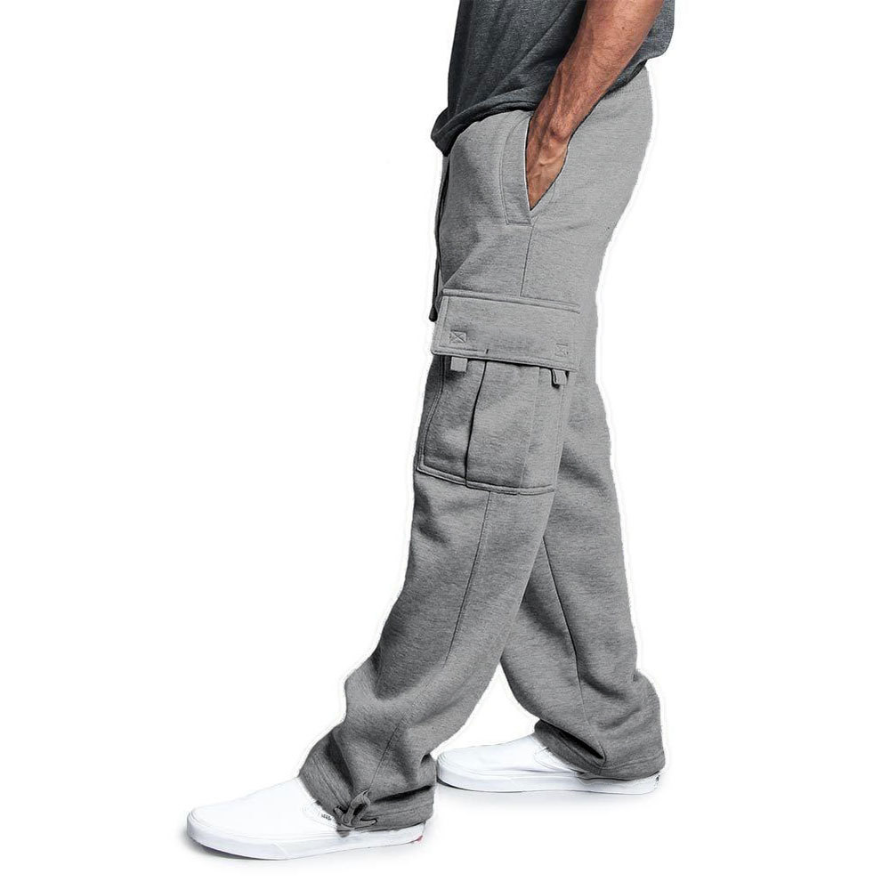 Pantalon de travail décontracté en polaire pour homme, idéal pour l'automne et l'hiver, style multipoches, grandes tailles, coupe ample._voghion.com