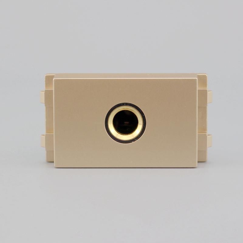 香槟色128型话筒免焊接线插座模块 香槟金6.35麦克风话筒插座