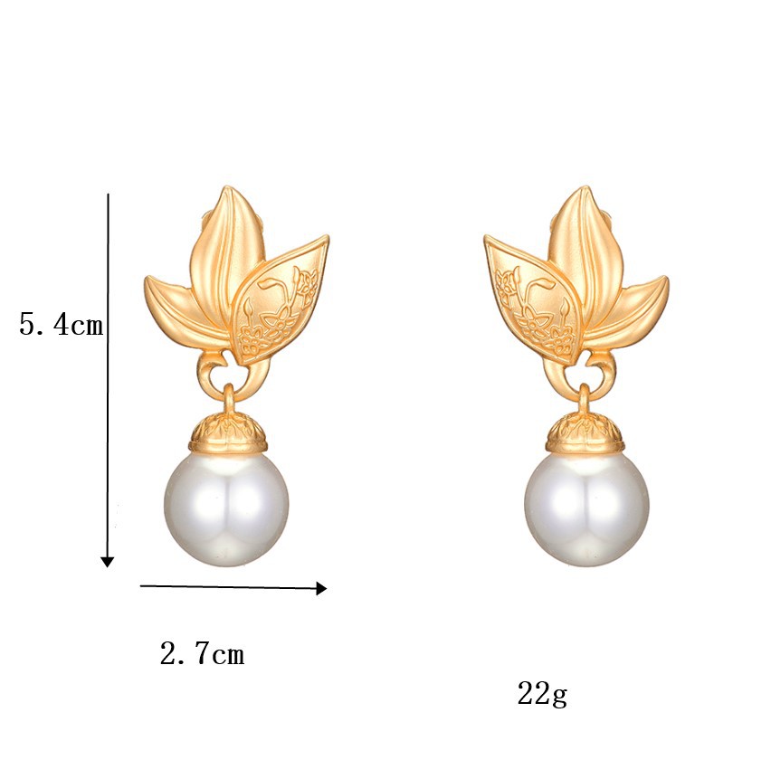 New Earrings S925 Pure Silver Earrings Pearl Earrings Leaf Earrings Wholesale Nihaojewelry display picture 1