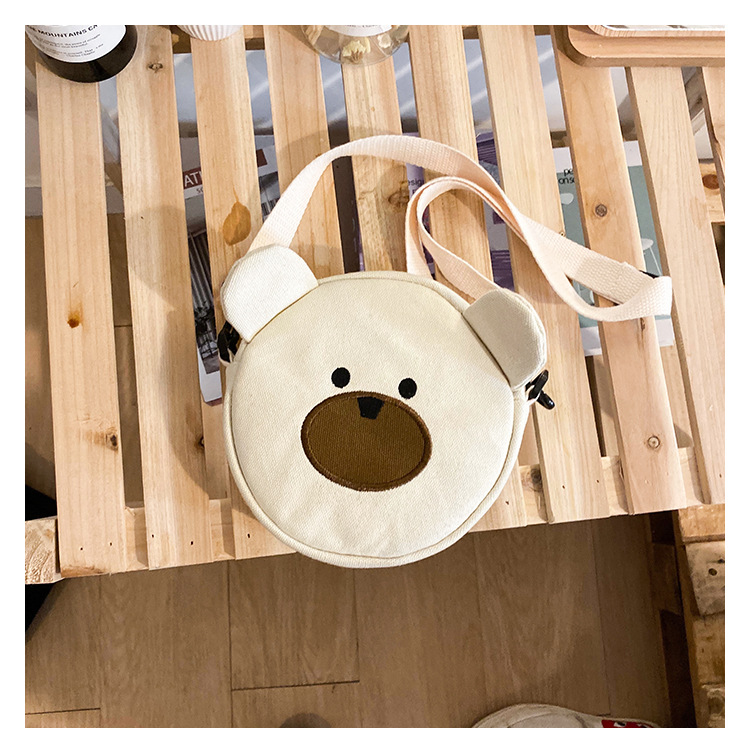 New Fashion Cute Bear Canvas Student Shoulder Bag Mobile Phone Bag Cute Cute Embroidery Cartoon Bag display picture 27