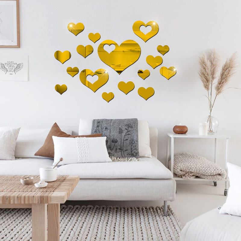 Heart-shaped Acrylic Mirror Wall Stickers Set display picture 11