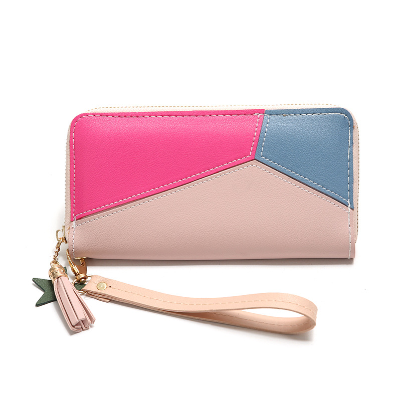 Korean Stitching Women's Wallet Card Bag Color Matching Mobile Phone Bag Card Bag display picture 21