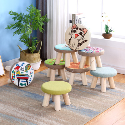 蘑菇凳凳子方凳创意卡通实木布艺方儿童礼品广告木临沂家具圆凳|ru
