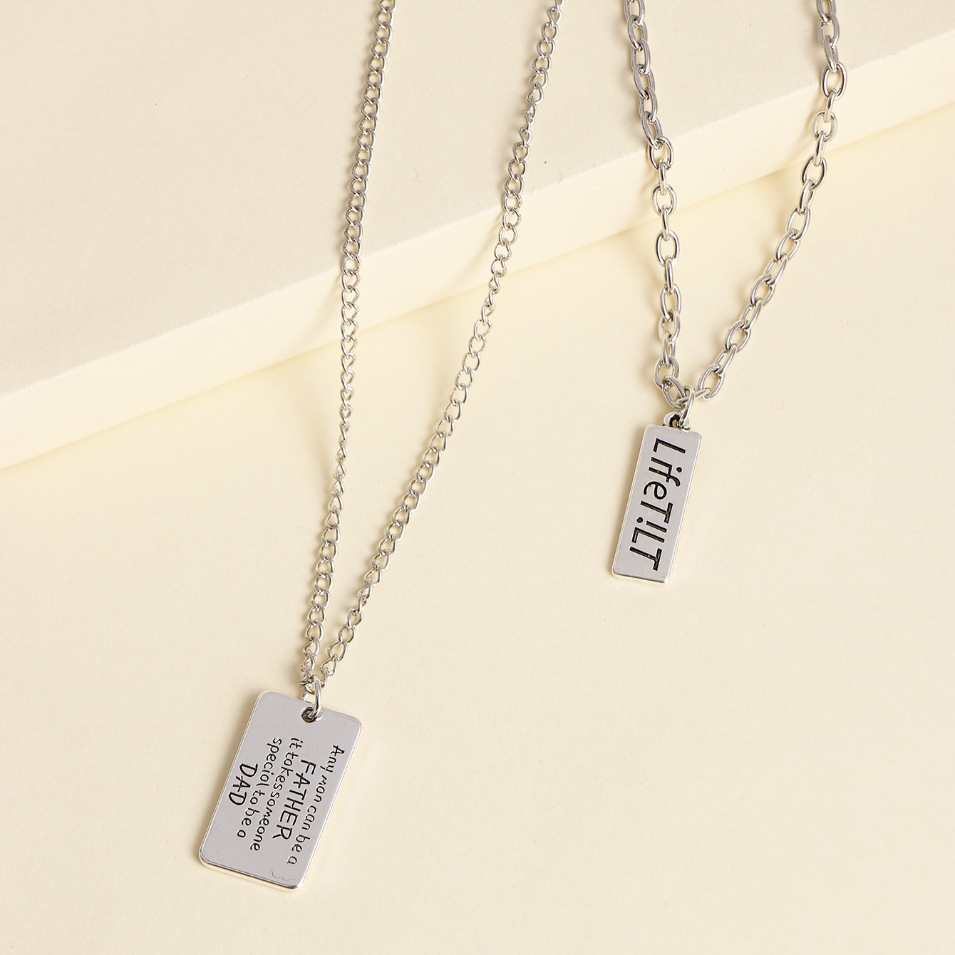 Retro New Alloy Square Brand English Multi-layer Two-piece Necklace Item Hot Wholesale Nihaojewelry display picture 7