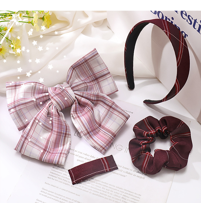 Big Bow Hairpin All-match Creative Hair Ring Uniform Fabric Headband Suit Lattice Hairpin Wholesale Nihaojewelry display picture 11