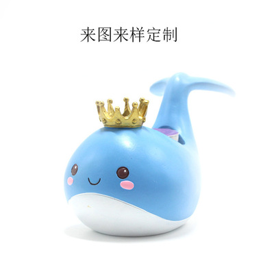 廠家批發樹脂燭台卡通鯨魚擺件 家庭場景裝飾品 可來圖來樣定制