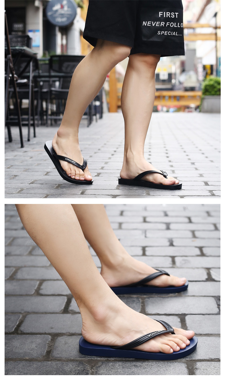 New summer PVC flip-flops for men, outdoor couple slippers, fashionable and casual beach cool slippers for men undefined