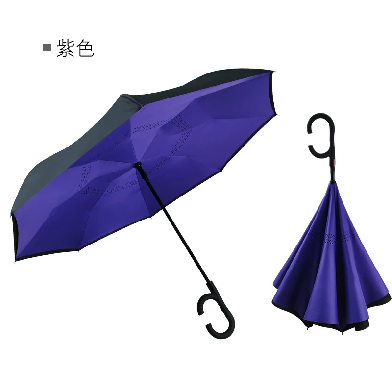 Creative double -layer C -type automatic reverse umbrella avoiding the sun umbrella car fixed rod reverse umbrella ads reverse umbrella