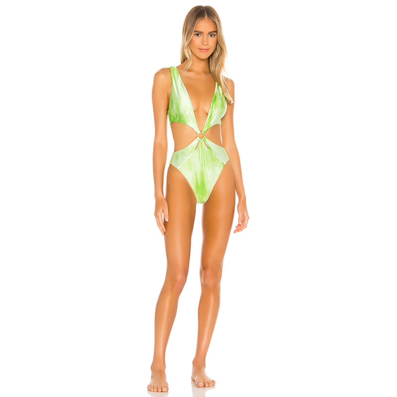 New Swimsuit European And American Bikini Tie Dye Printing One-Piece Sexy Swimwear