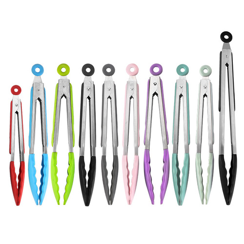 Multifunctional Silicone Food Tongs, Stainless Steel Food Tongs, Silicone Bread Tongs, Baking High-Temperature Roasting Tongs, Direct Manufacturer Sale