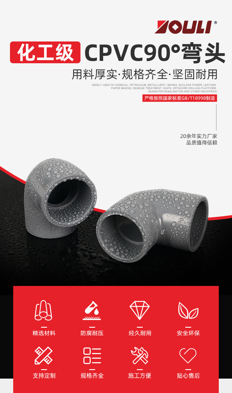 佑利cpvc弯头管件氯化聚氯乙烯pvc-c90度弯头工业化工塑料pvc弯头-阿里巴巴