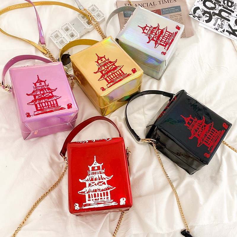 Spraying originality Small square package Square box iron tower Female bag simple Messenger portable Bag High-capacity Simplicity PU Female bag