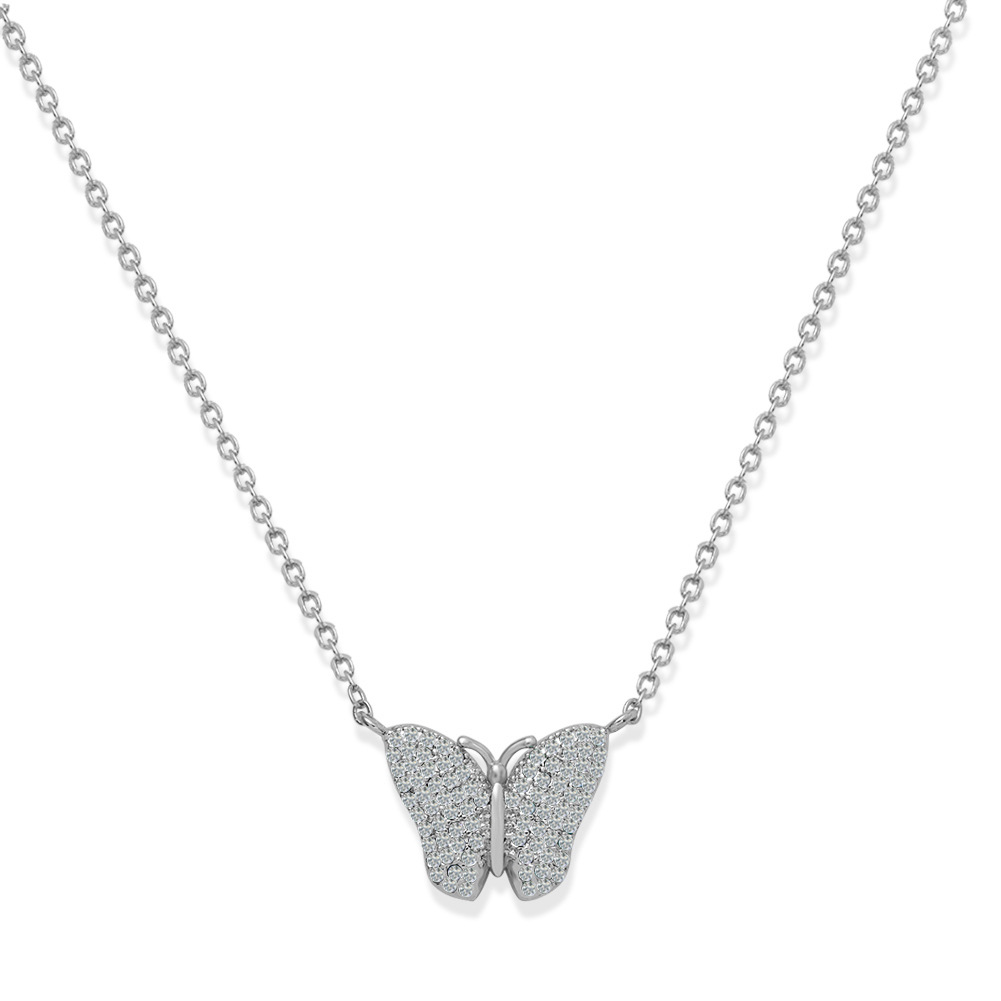 Korean Fashion  Copper Inlaid Zirconium Butterfly Simple Creative Fashion Full Diamond Luxury Copper Necklace Wholesale display picture 12