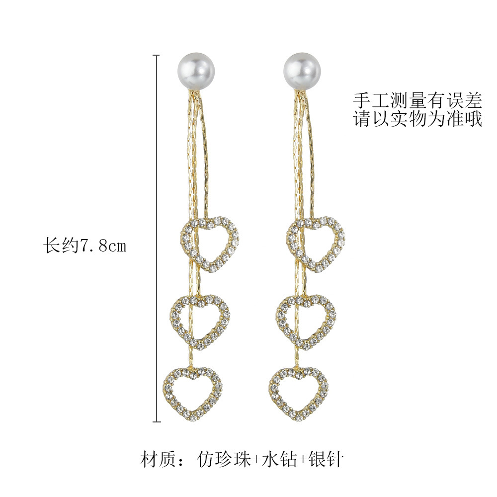 Korean S925 Silver Sweet Love Earrings Long Tassel Earrings Wholesale Nihaojewelry display picture 1