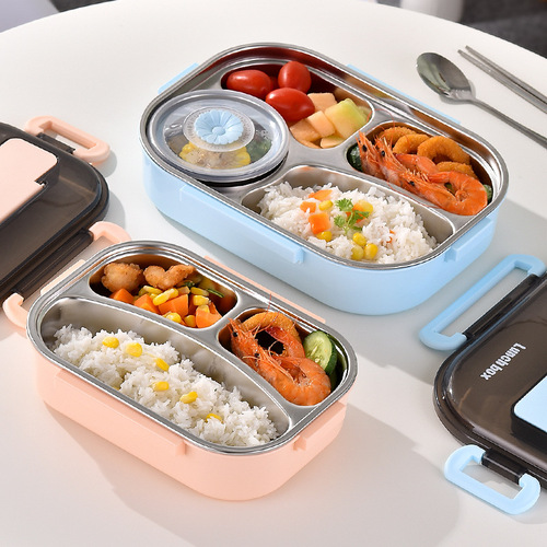 304 stainless steel double-layer fast food lunch box compartmented lunch box sealed leak-proof lunch box student office worker lunch box