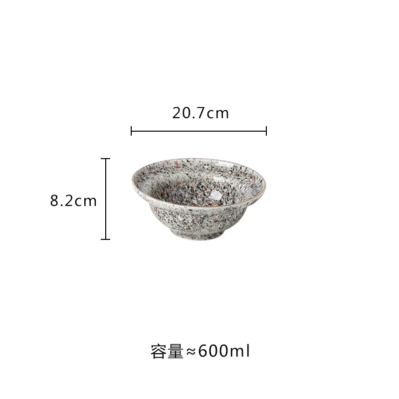 Horno de estilo japonés Flor de lluvia esmalte tazón de fideos de cerámica tazón de ensalada de frutas borde dorado mármol sombrero de paja tazón cubo tazón de sopa grande