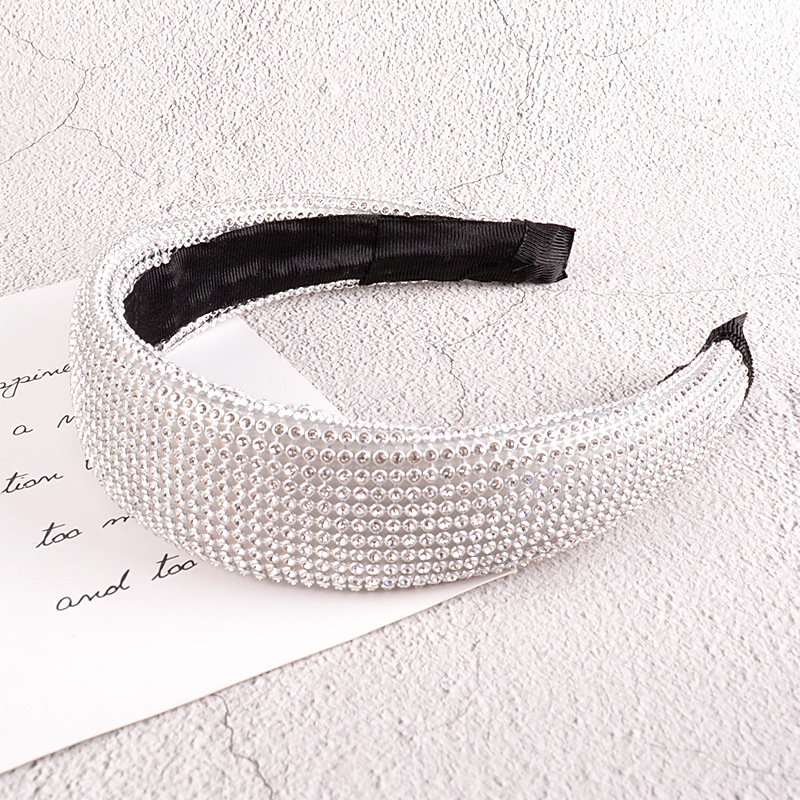 Diamond-encrusted Fashion Wide-edge Rhinestone Headband display picture 6