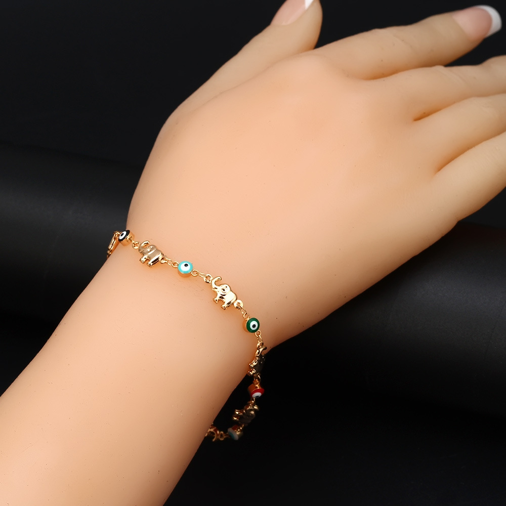1 Piece Quantity Fashion Devil's Eye Elephant Copper Enamel Bracelets 1 Piece