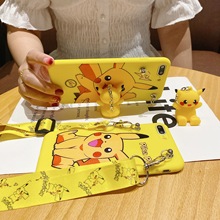 适用红米note9pro个性手机壳NOTE10/K30皮卡丘趴趴小米CC9E挂绳套