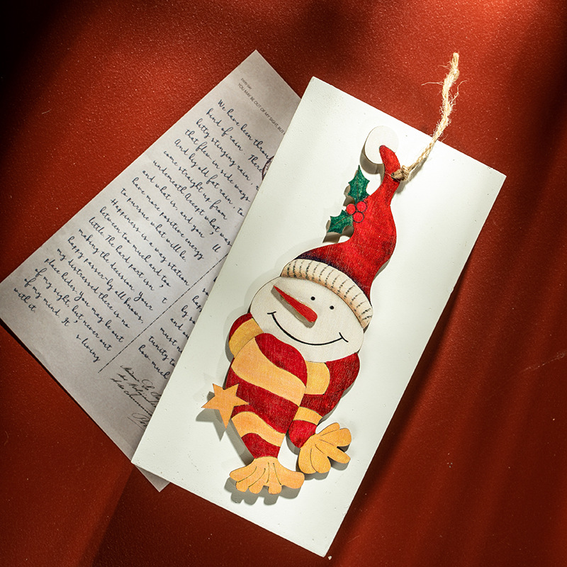 Navidad de madera americana muñeco de nieve colgante de color clip de marcadores de Navidad embalaje de regalos decoración colgante árbol de Navidad dibujado a mano