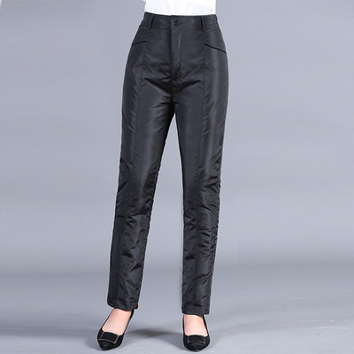 輕薄女士羽絨褲高腰加厚褲子新款運動戶外防風棉褲冬季白鴨絨褲