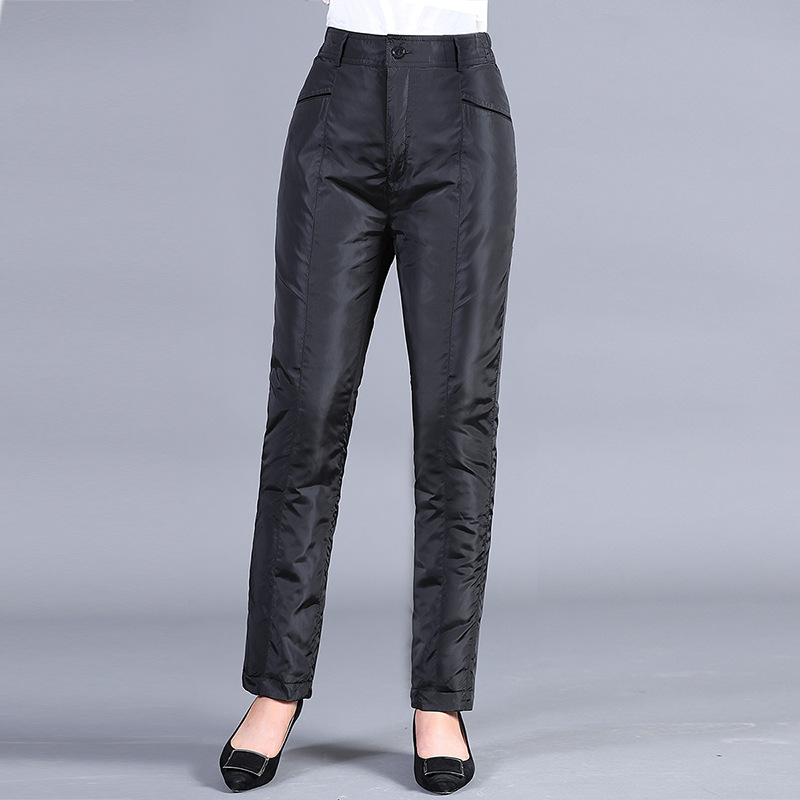 輕薄女士羽絨褲高腰加厚褲子新款運動戶外防風棉褲冬季白鴨絨褲