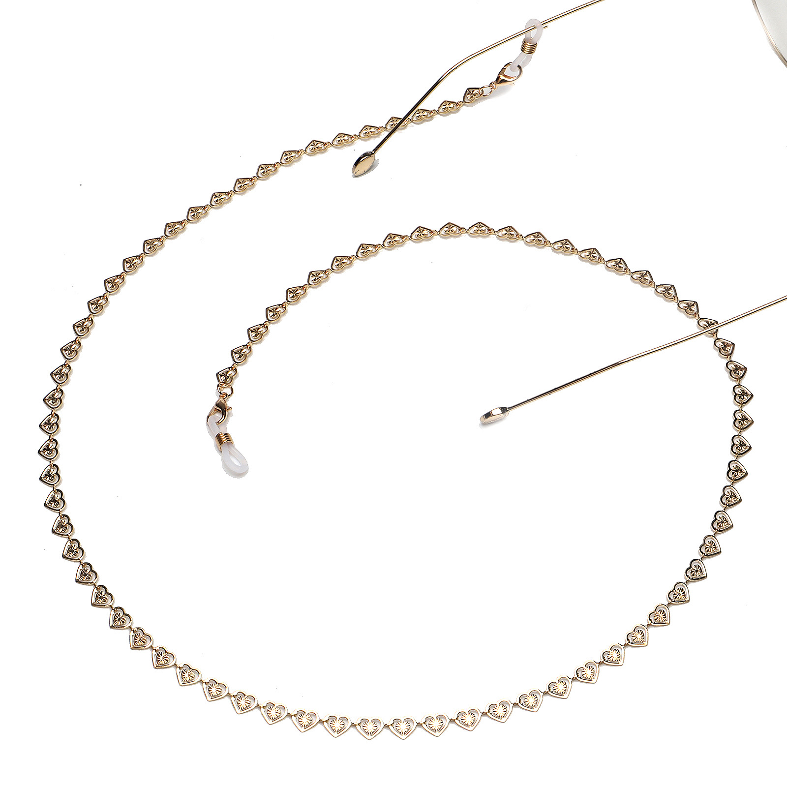 Non-slip Metal Glasses Rope Gold Non-fading Copper Chain Peach Heart Glasses Chain Wholesale Nihaojewelry