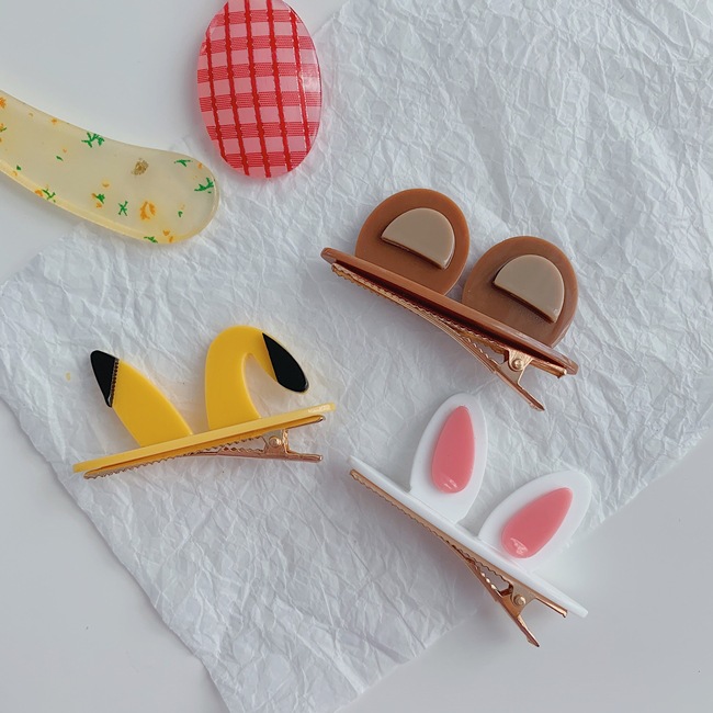 Korea Cartoon Rabbit Ear Hairpin Three-dimensional Cute Duckbill Clip Bear Hairpin Wholesale display picture 7