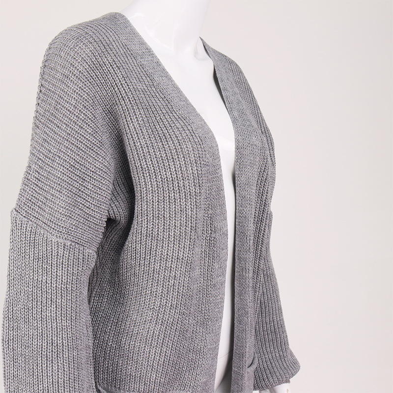 knit solid color pocket cardigan jacket  NSMI26899