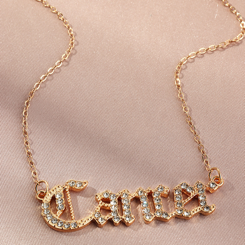 fashion  retro  diamond twelve constellation necklace